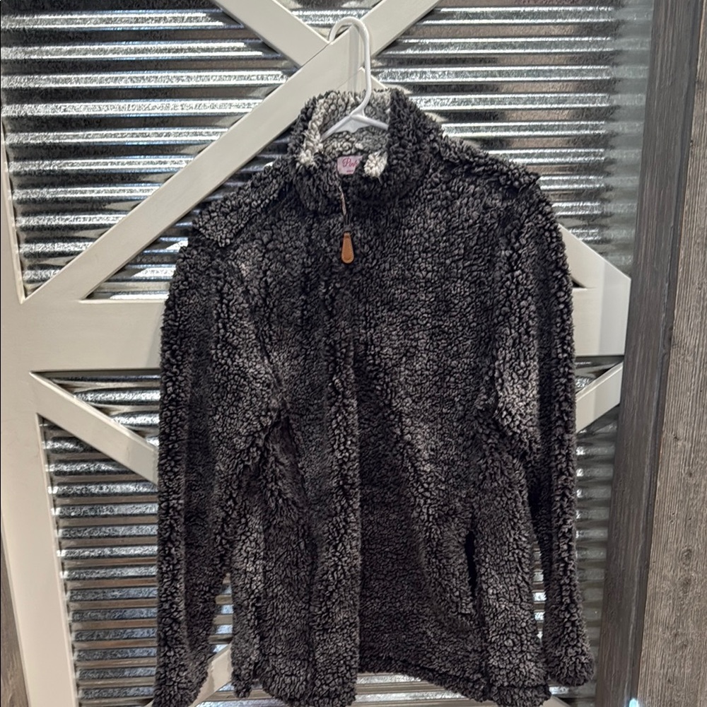 Pink Lily Black and Gray Fleece Sweater